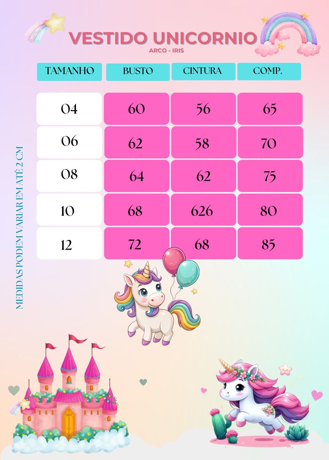 Vestido Mimadine Unicornio Colorido - Arco Iris (VESTMMDNUNCRCLRARCIS)