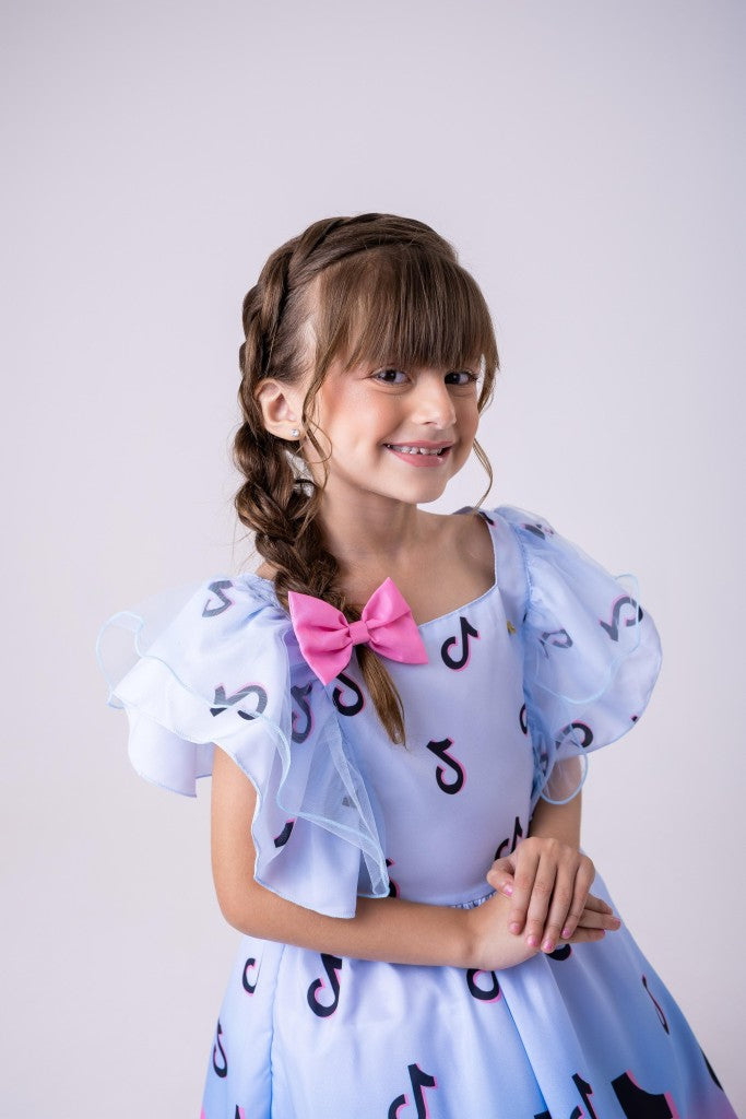 Vestido Infantil TemaTik Tok Azul Bebe