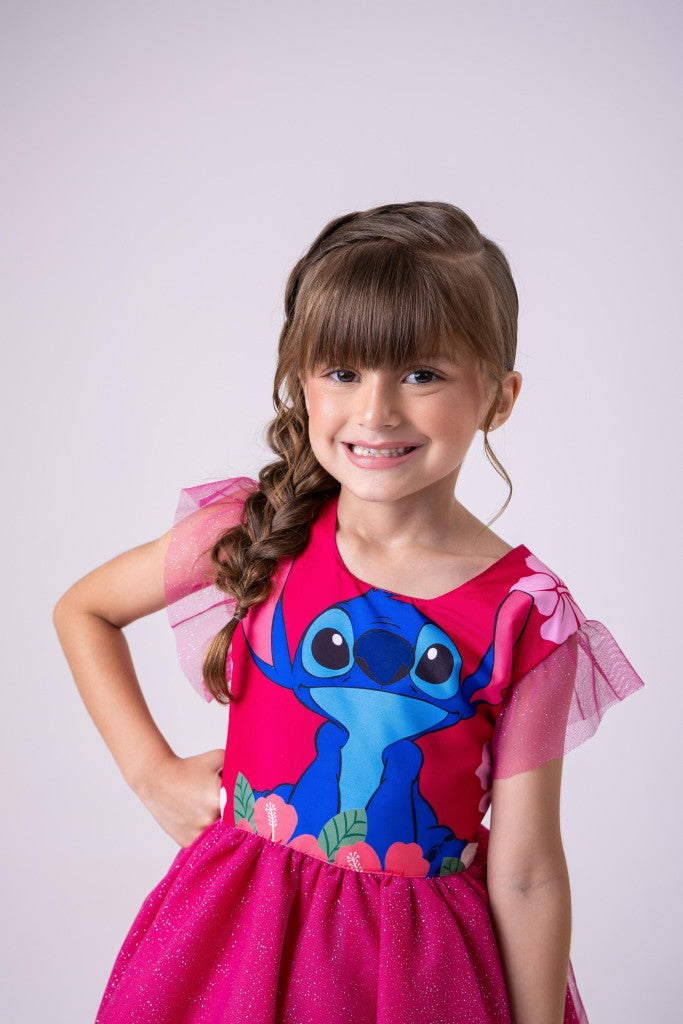 Vestido Tematicos Ysa Kids Lilo Stitch Pink Modelo 3 (VESTTMTCYSKDLOSTIMDL)