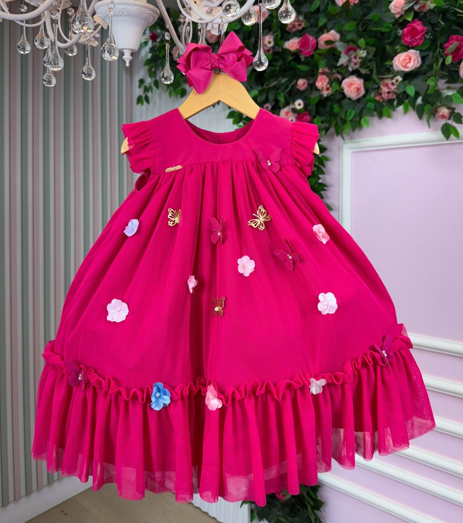 Vestido Vila Lele Jardim das BorboletasLiz Pink