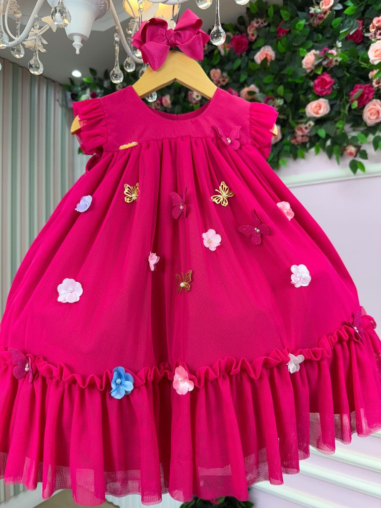 Vestido Vila Lele Jardim das BorboletasLiz Pink
