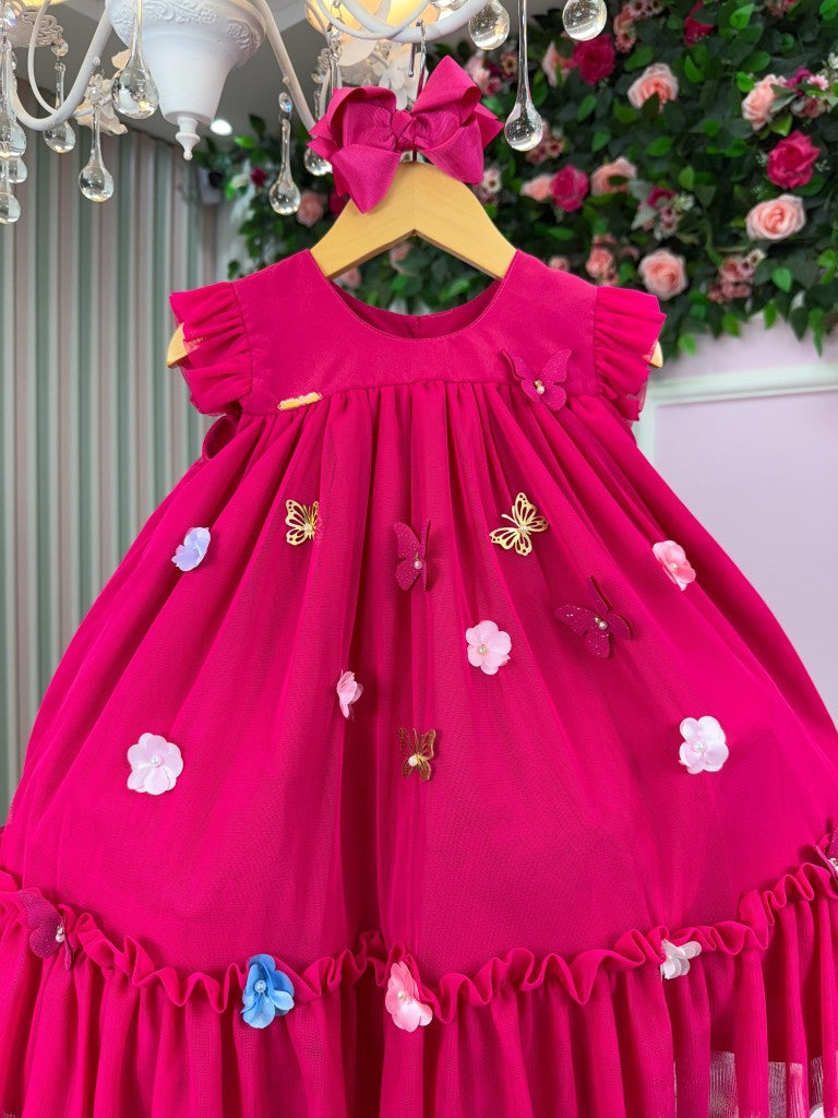 Vestido Vila Lele Jardim das BorboletasLiz Pink