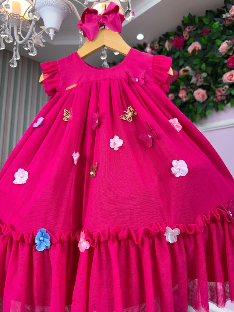 Vestido Vila Lele Jardim das BorboletasLiz Pink