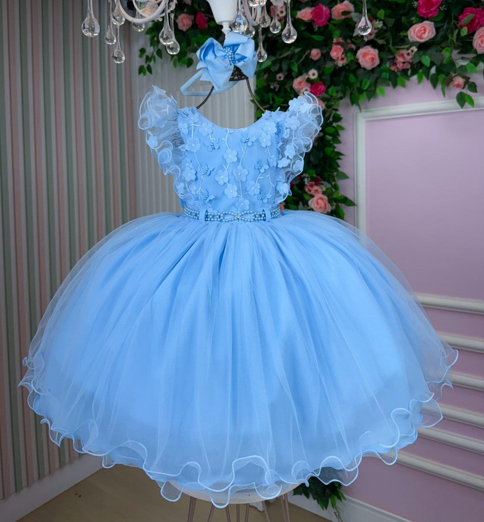 Vestido Infantil Menina Bonita Angelie Azul Bebe (VESTINFMNNBNTANGLAZLBB)