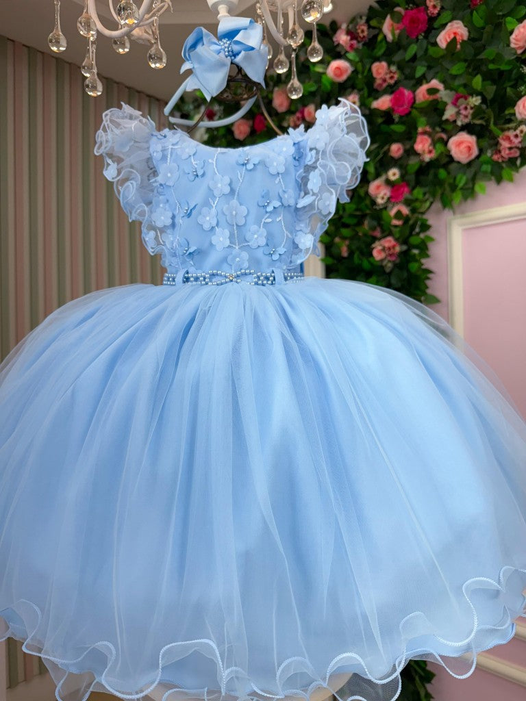 Vestido Infantil Menina Bonita Angelie Azul Bebe (VESTINFMNNBNTANGLAZLBB)