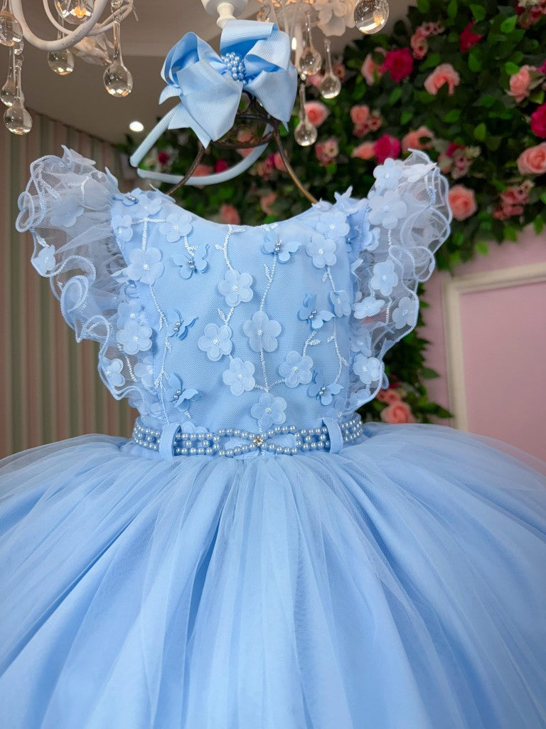 Vestido Infantil Menina Bonita Angelie Azul Bebe (VESTINFMNNBNTANGLAZLBB)