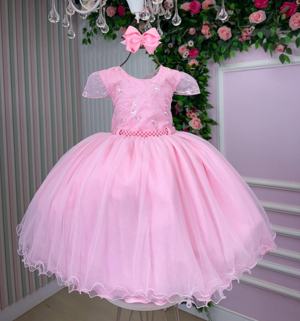 Vestido Infantil Menina Bonita Beatriz Rosa Bebe (VESTINFMNNBNTBRSBB)