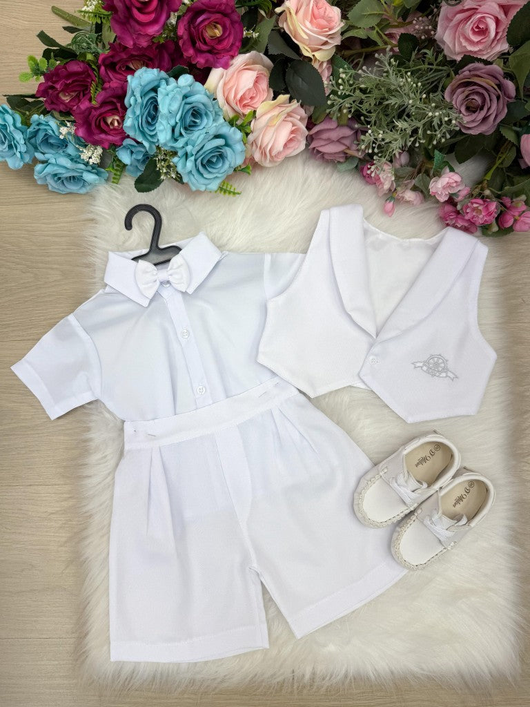 Conjunto Miss Cherry Meninos Bebe Felipe Shorts Branco (CNJTMSCHRMNBBFLPBRC)