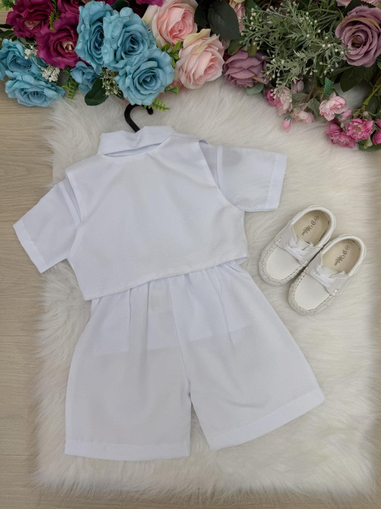 Conjunto Miss Cherry Meninos Bebe Felipe Shorts Branco (CNJTMSCHRMNBBFLPBRC)