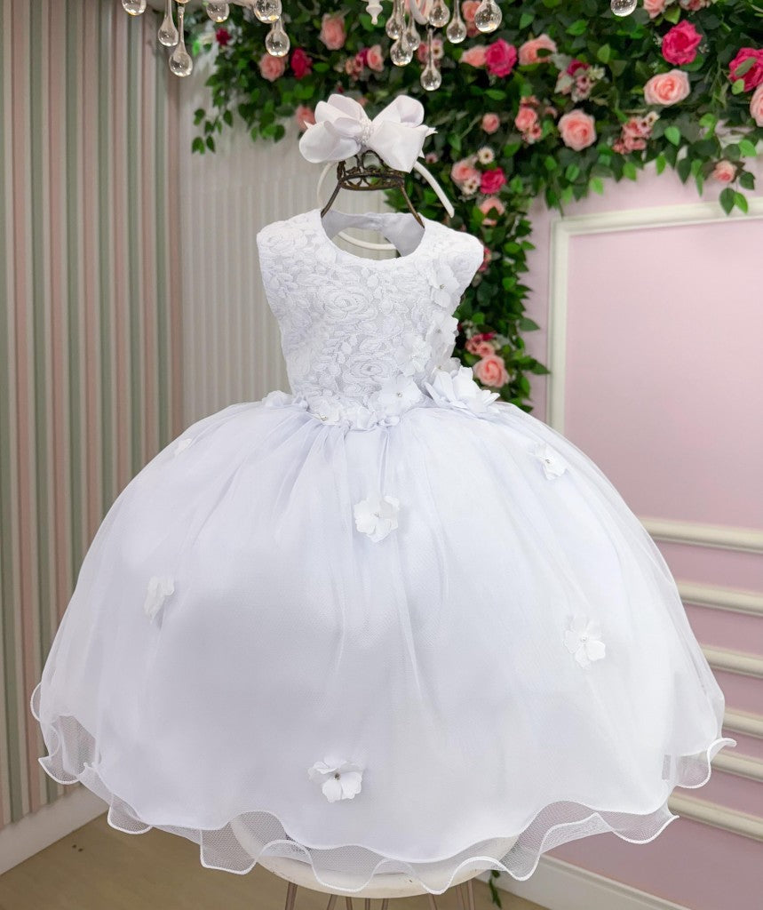 Vestido Vila Lele Bebe Sarah Flores Branco (VESTVLLLBBSRFBR)