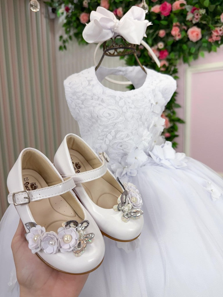 Vestido Vila Lele Bebe Sarah Flores Branco (VESTVLLLBBSRFBR)
