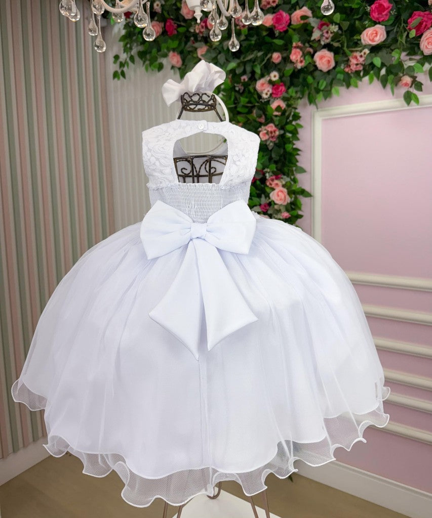 Vestido Vila Lele Bebe Sarah Flores Branco (VESTVLLLBBSRFBR)