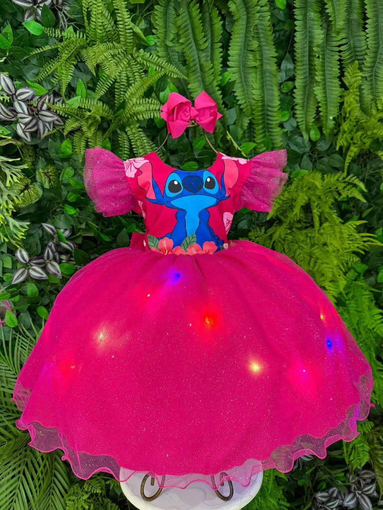 Vestido Tematicos Ysa Kids Lilo Stitch Pink com Led (VESTTMTCYSKDSLLSTTPNKCLD)