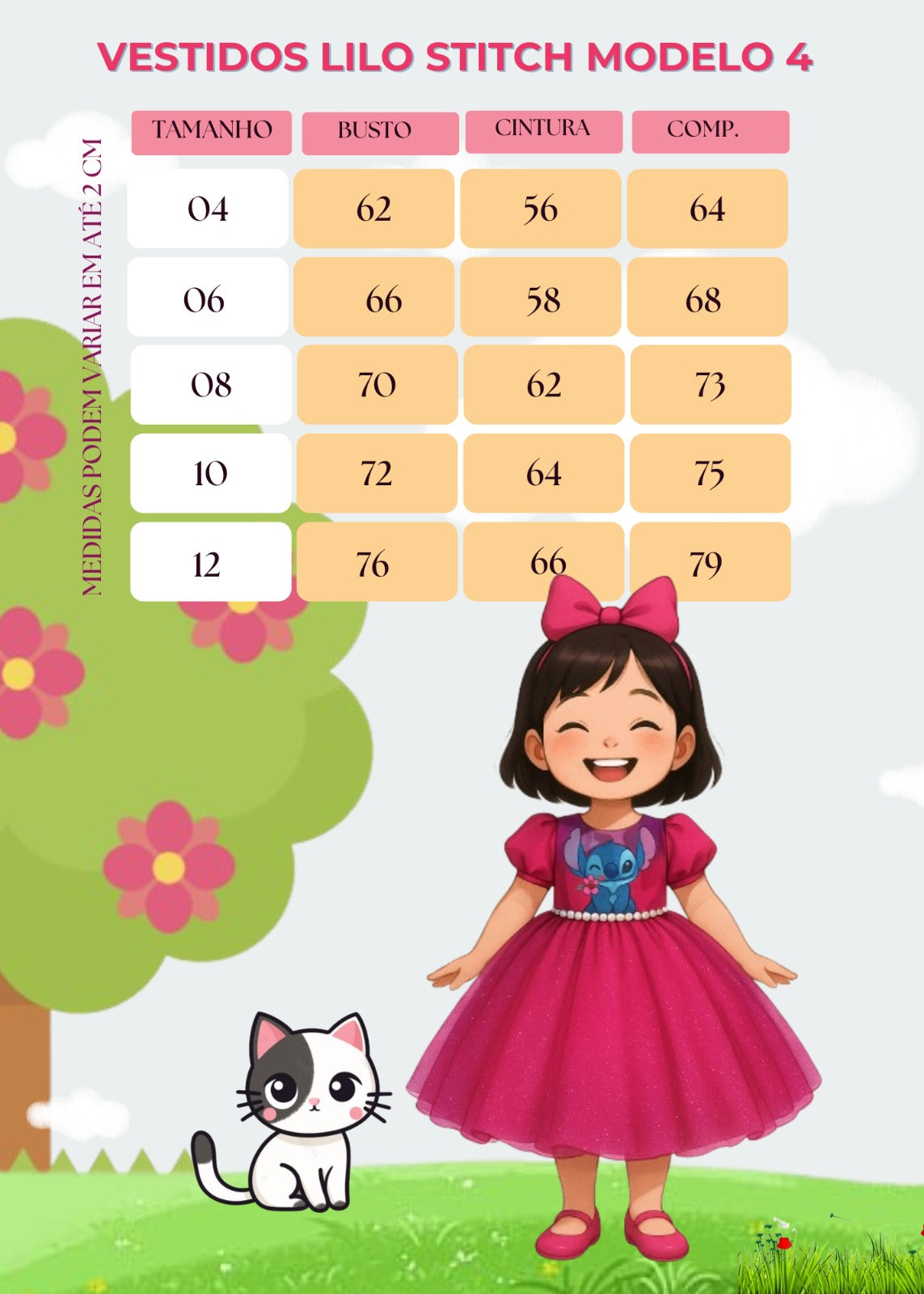 Vestido Tematicos Ysa Kids Lilo Stitch Pink Modelo 4 (VESTYSKLLSTPNKMDL4)