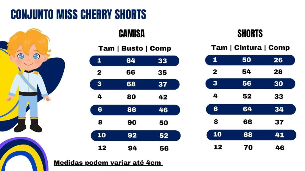 Conjunto Miss Cherry Meninos Social Shorts Ravi Azul Claro (CNJTMSSCHRMSSRAZCL)
