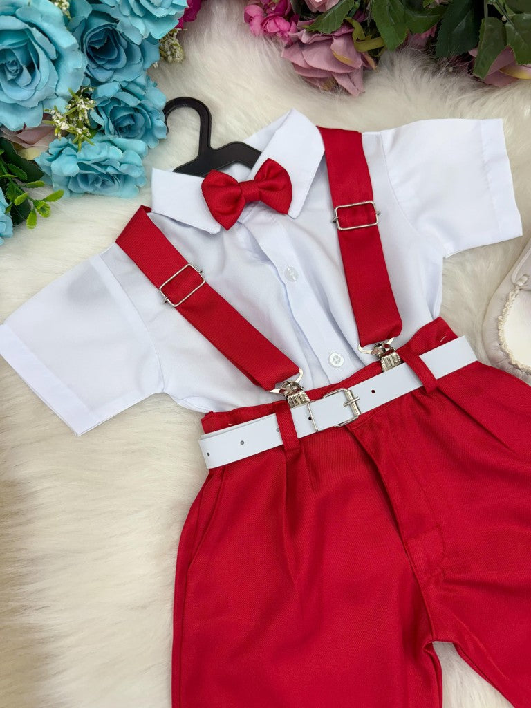 Conjunto Miss Cherry Meninos Social Shorts Ravi Vermelho (CNJTMSSCHRMNSCSHRRVVM)