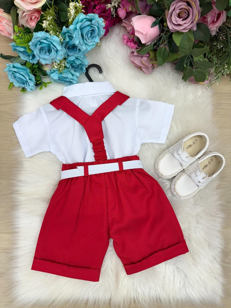 Conjunto Miss Cherry Meninos Social Shorts Ravi Vermelho (CNJTMSSCHRMNSCSHRRVVM)