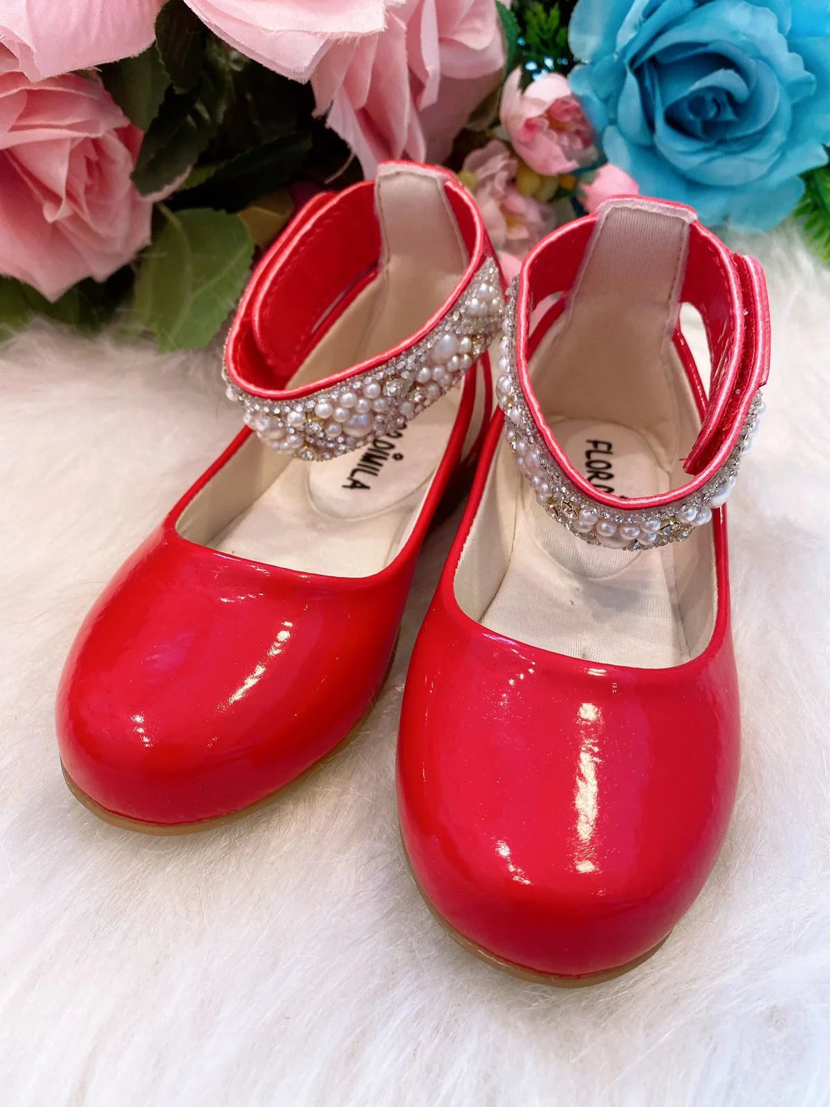 Sapatilha Flor di Mila Vermelho "Perolas" Luxo (SPTLFLRDMLVRMLPRLLX)
