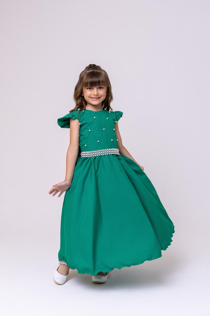 Vestido Ysa Kids Ariane Longo Verde Bandeira (VESTYSKDSARNLGNVRDBND)