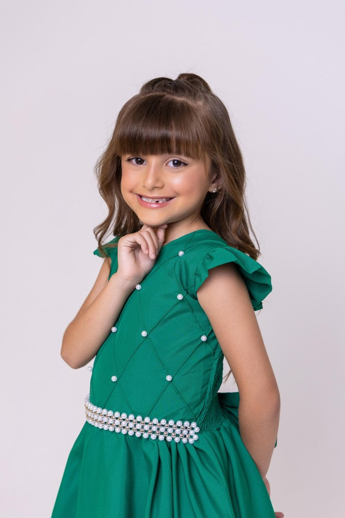 Vestido Ysa Kids Ariane Longo Verde Bandeira (VESTYSKDSARNLGNVRDBND)