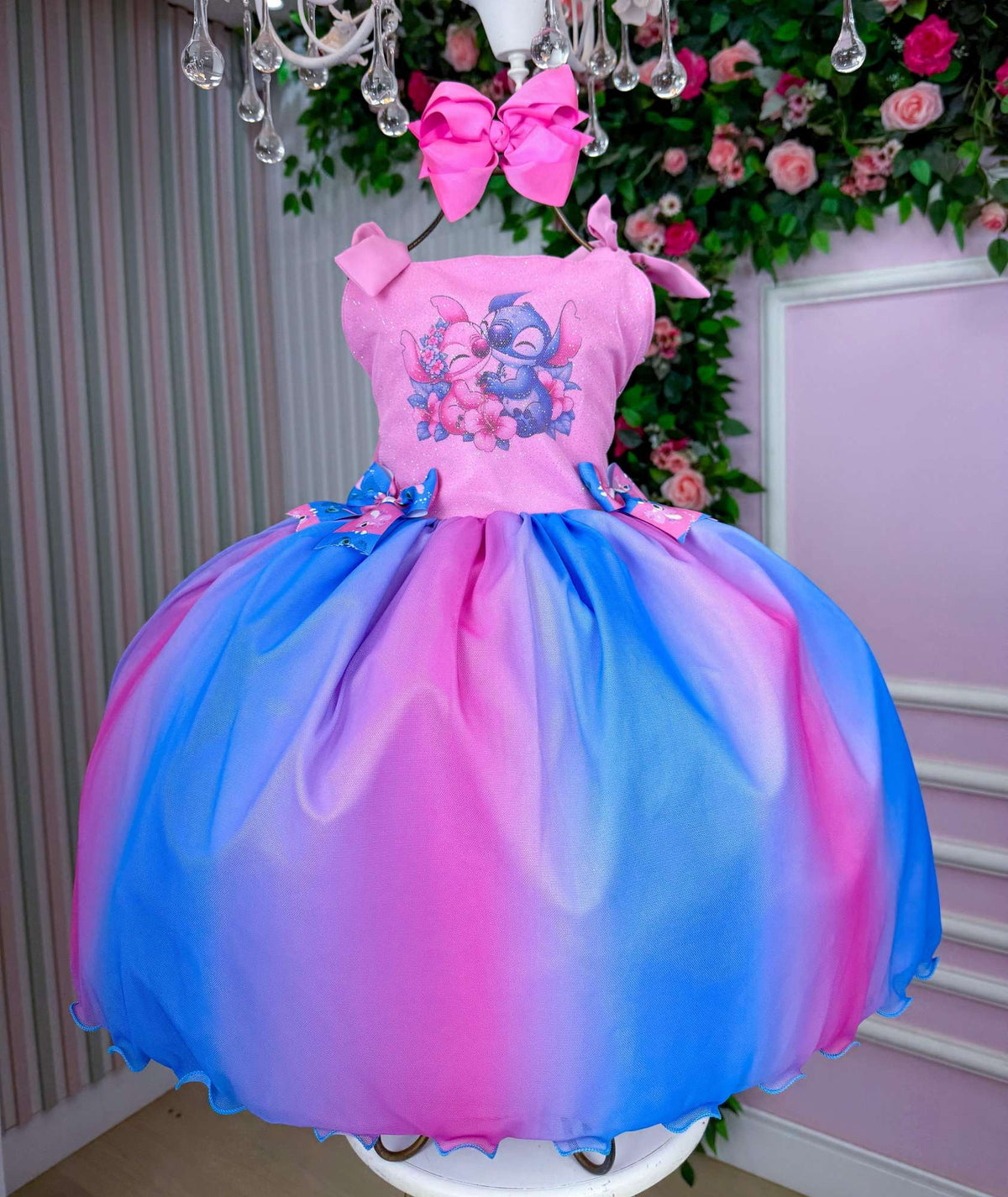 Vestido Tematico Luxo Stitch e Angel Rosa (VESTTMTCLXSTCHTEANGRS)