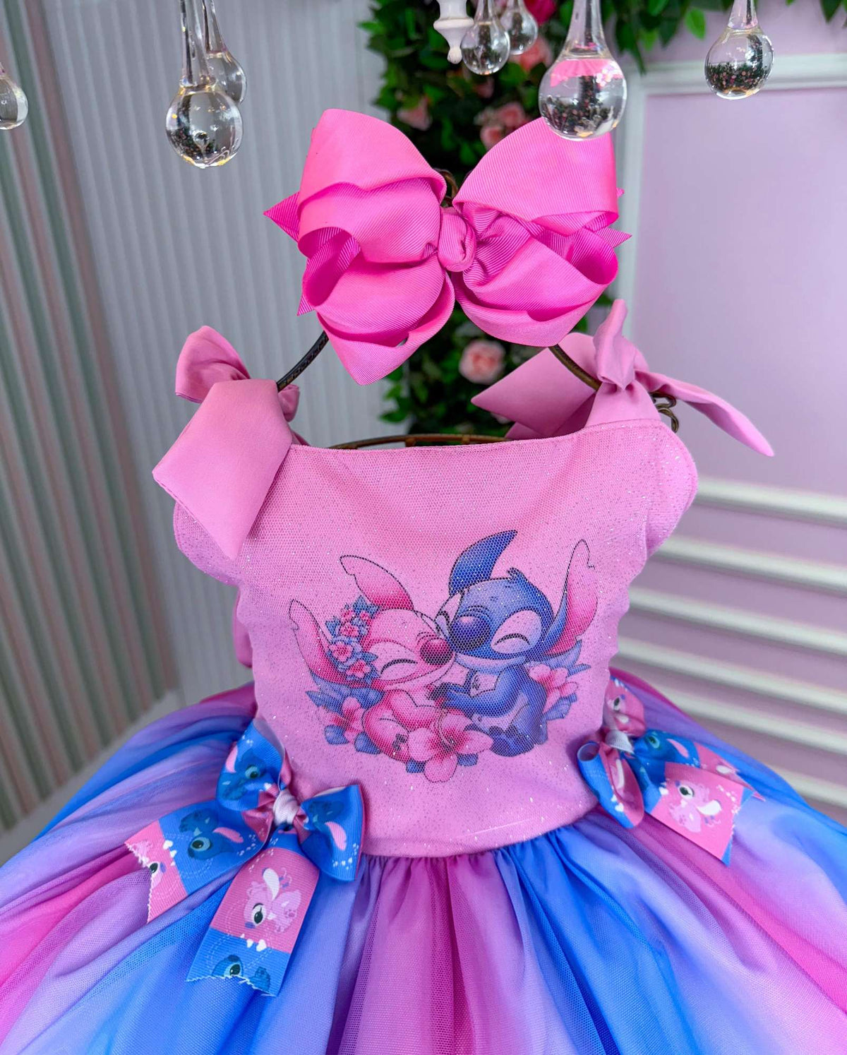 Vestido Tematico Luxo Stitch e Angel Rosa (VESTTMTCLXSTCHTEANGRS)