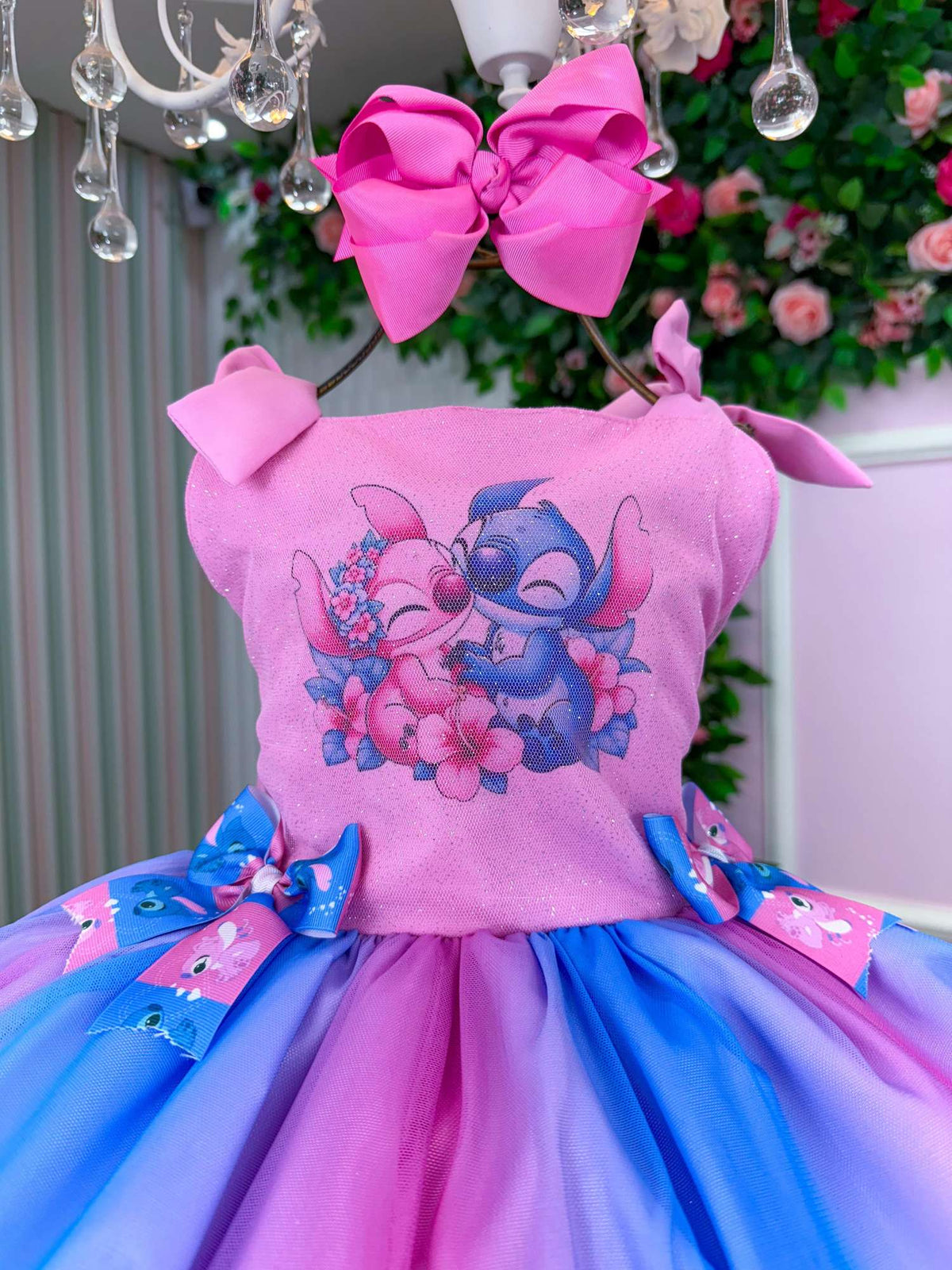 Vestido Tematico Luxo Stitch e Angel Rosa (VESTTMTCLXSTCHTEANGRS)
