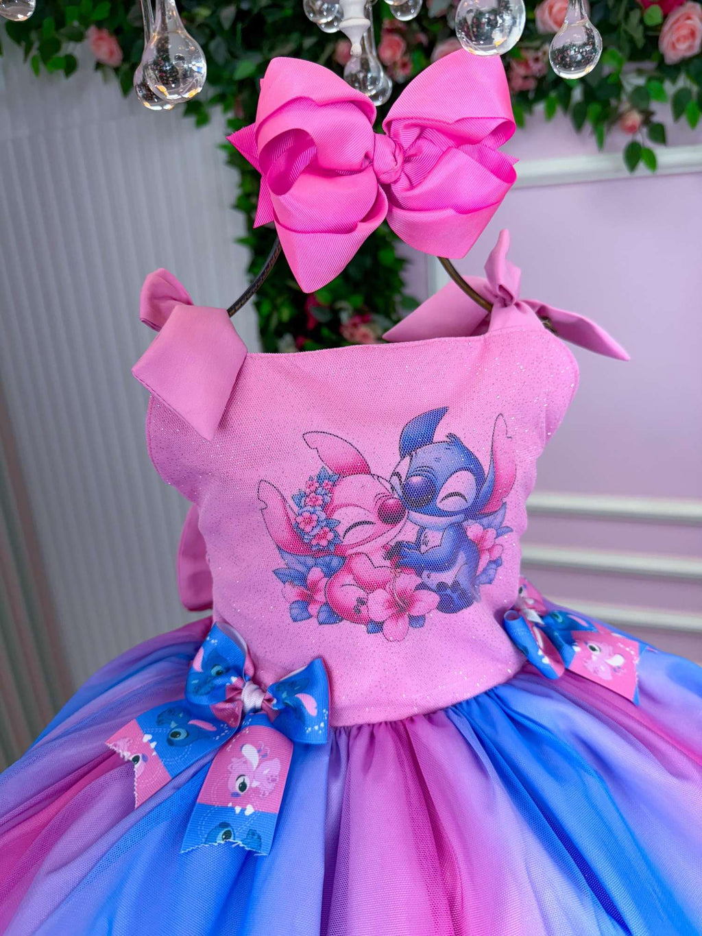 Vestido Tematico Luxo Stitch e Angel Rosa (VESTTMTCLXSTCHTEANGRS)