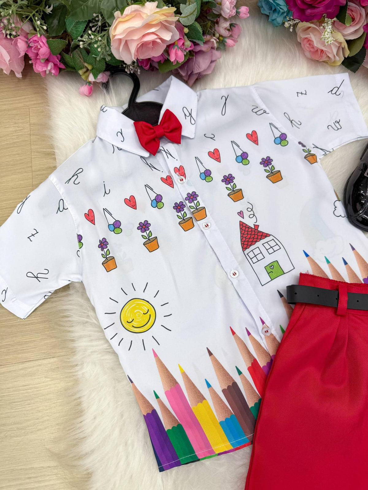 Conjunto Miss cherry Meninos - Lapis Aquarela Vermelho ABC (CMSMSSCHRRMNILPSAQRL)