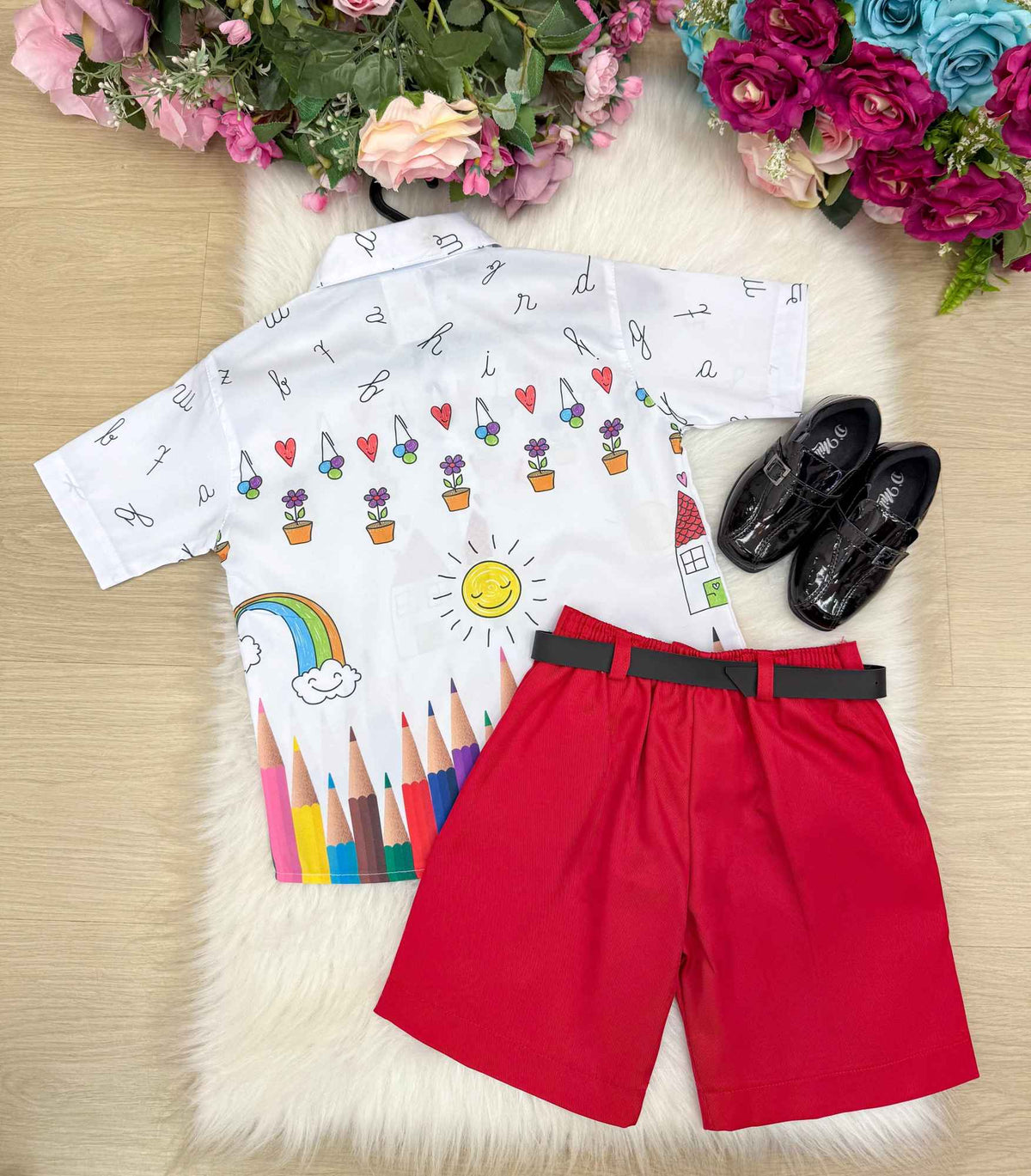 Conjunto Miss cherry Meninos - Lapis Aquarela Vermelho ABC (CMSMSSCHRRMNILPSAQRL)