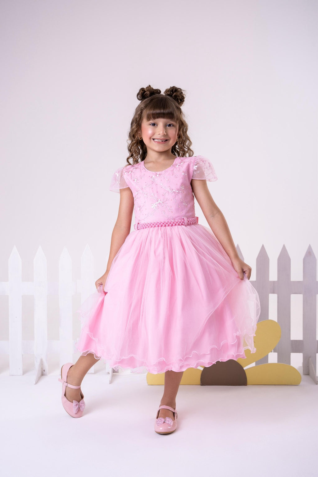 Vestido Infantil Menina Bonita Beatriz Rosa Bebe (VESTINFMNNBNTBRSBB)