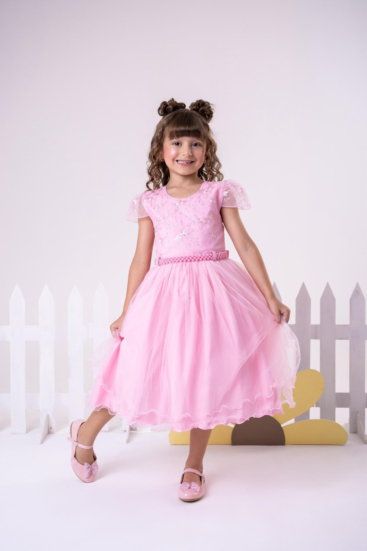 Vestido Infantil Menina Bonita Beatriz Rosa Bebe (VESTINFMNNBNTBRSBB)