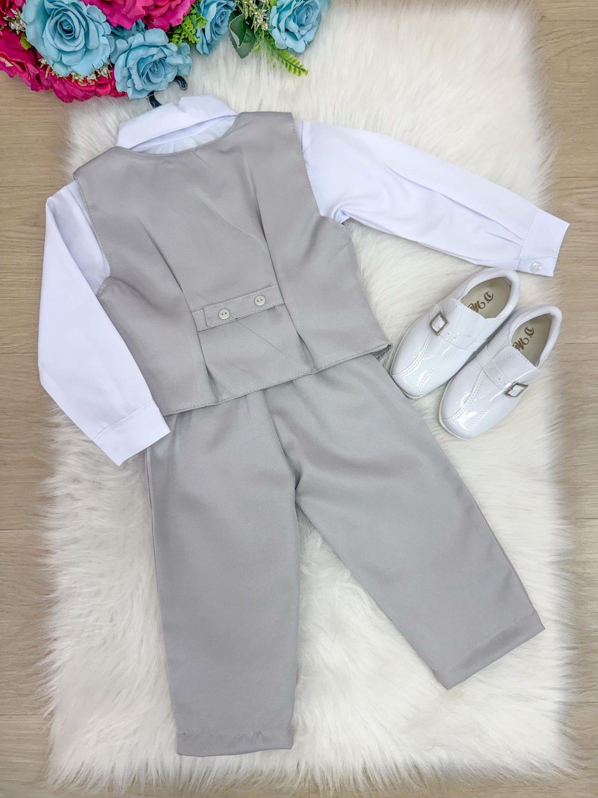 Conjunto Miss Cherry Social Leonardo Colete Cinza Claro (CONJMSSCHRRYCLTCNZCLR)