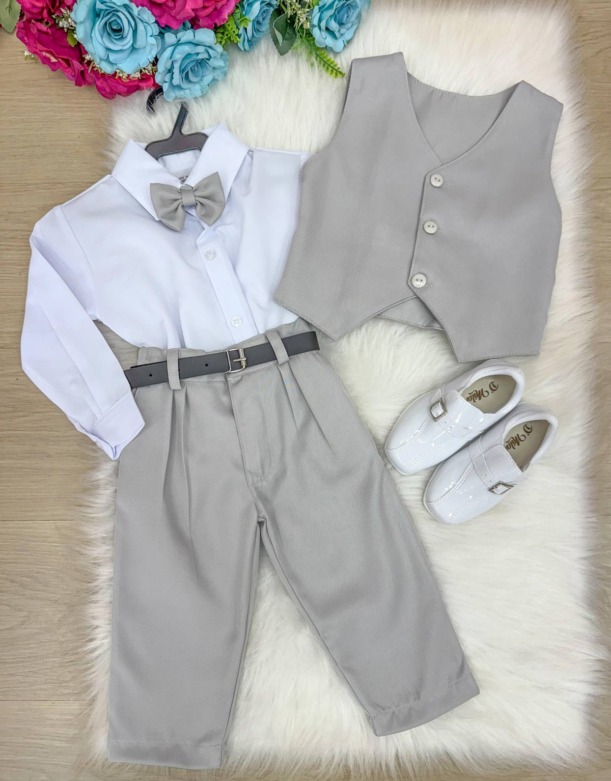 Conjunto Miss Cherry Social Leonardo Colete Cinza Claro (CONJMSSCHRRYCLTCNZCLR)