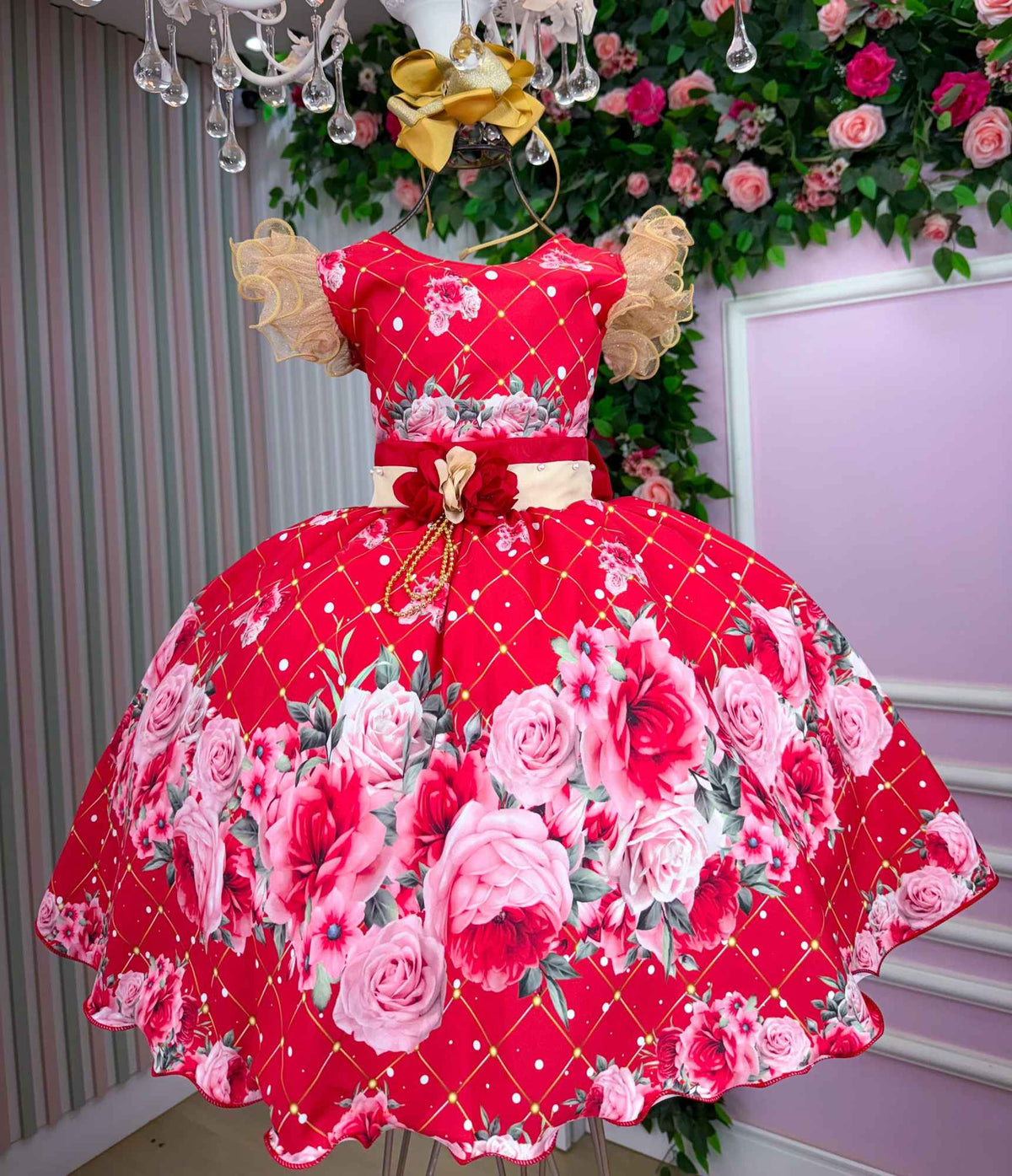Vestido Marie Natalia Flores Vermelho - Natal (VESTMRNTLFLRVERMNTL)