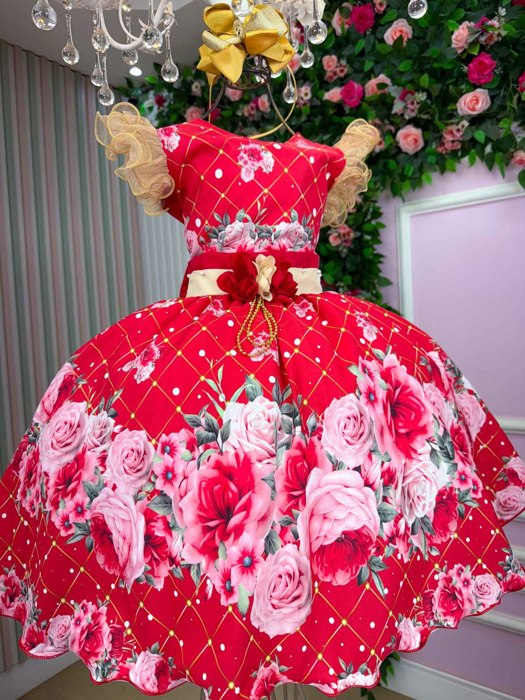Vestido Marie Natalia Flores Vermelho - Natal (VESTMRNTLFLRVERMNTL)