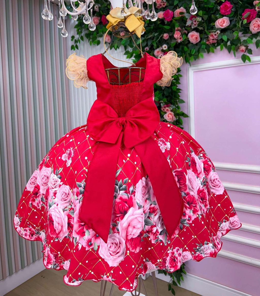 Vestido Marie Natalia Flores Vermelho - Natal (VESTMRNTLFLRVERMNTL)