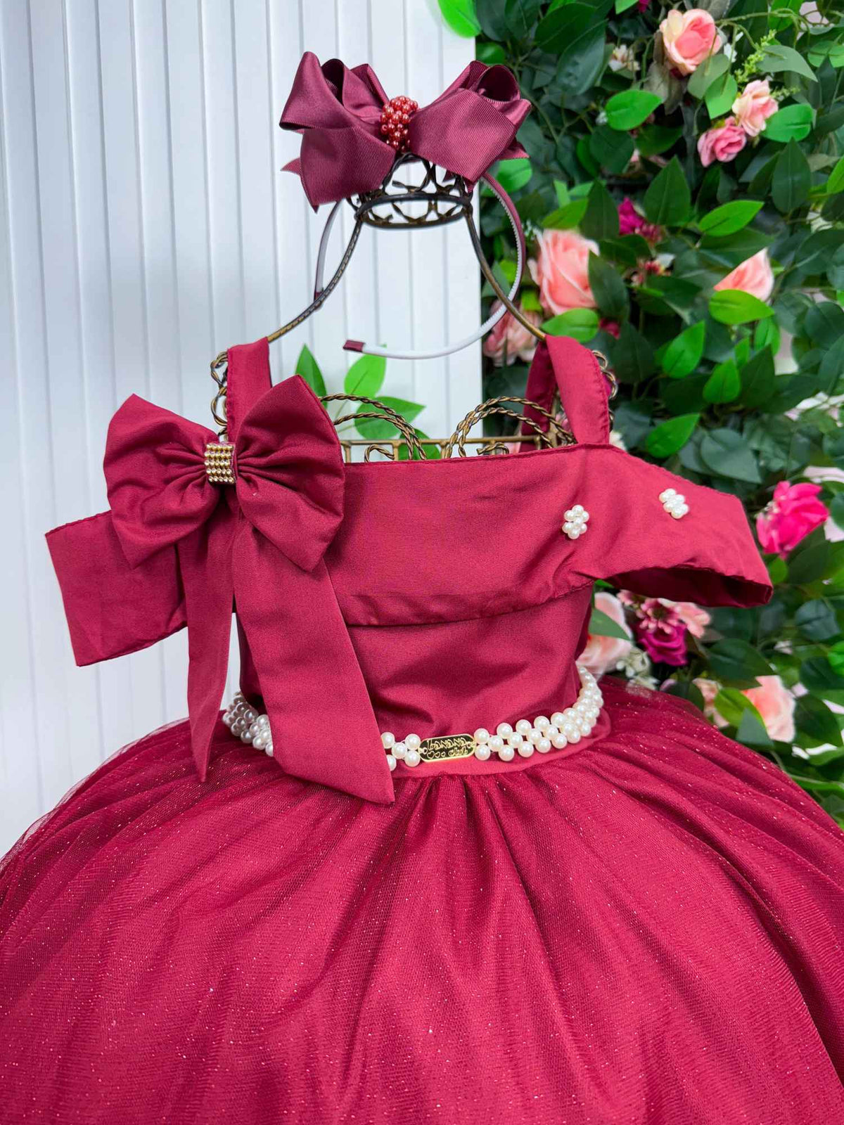 Vestido Banana Club Longo Doce Elegancia Marsala