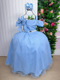 Vestido Banana Club Longo Doce Elegancia Azul