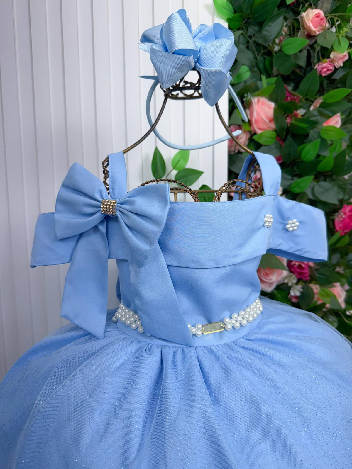 Vestido Banana Club Longo Doce Elegancia Azul