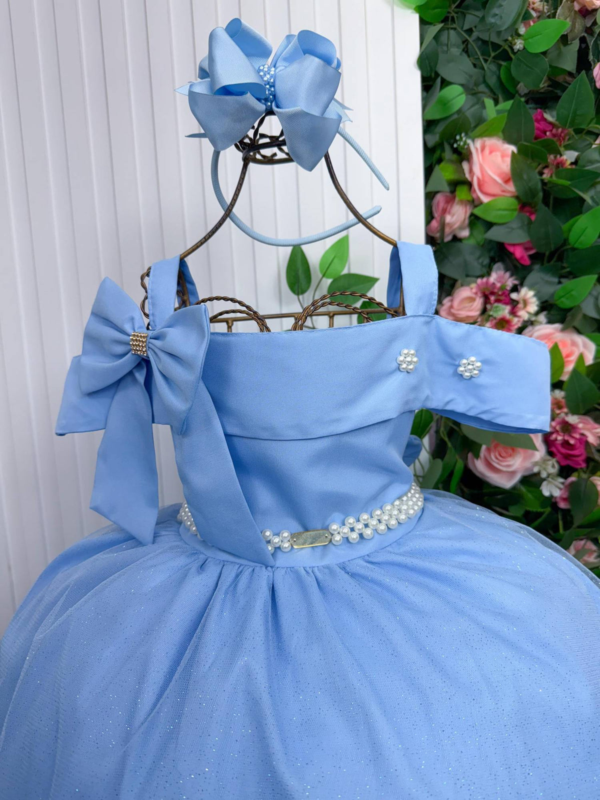 Vestido Banana Club Longo Doce Elegancia Azul
