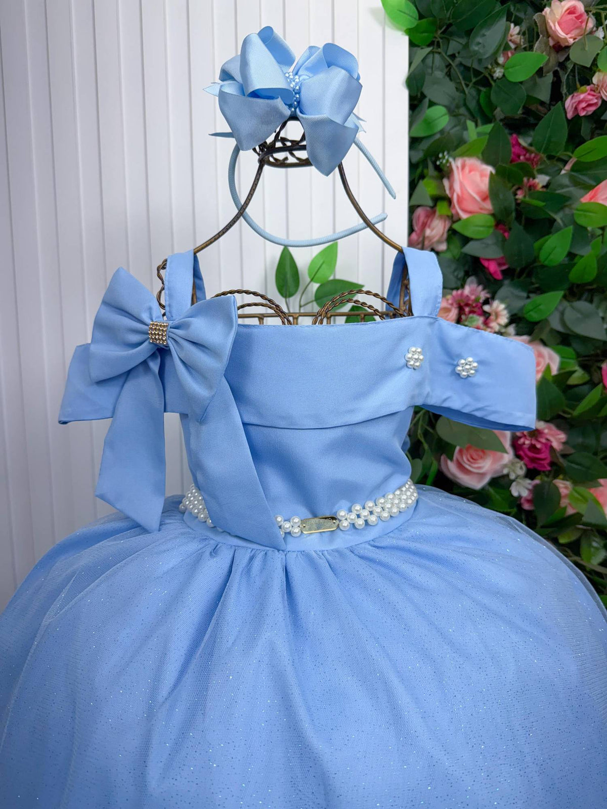 Vestido Banana Club Longo Doce Elegancia Azul