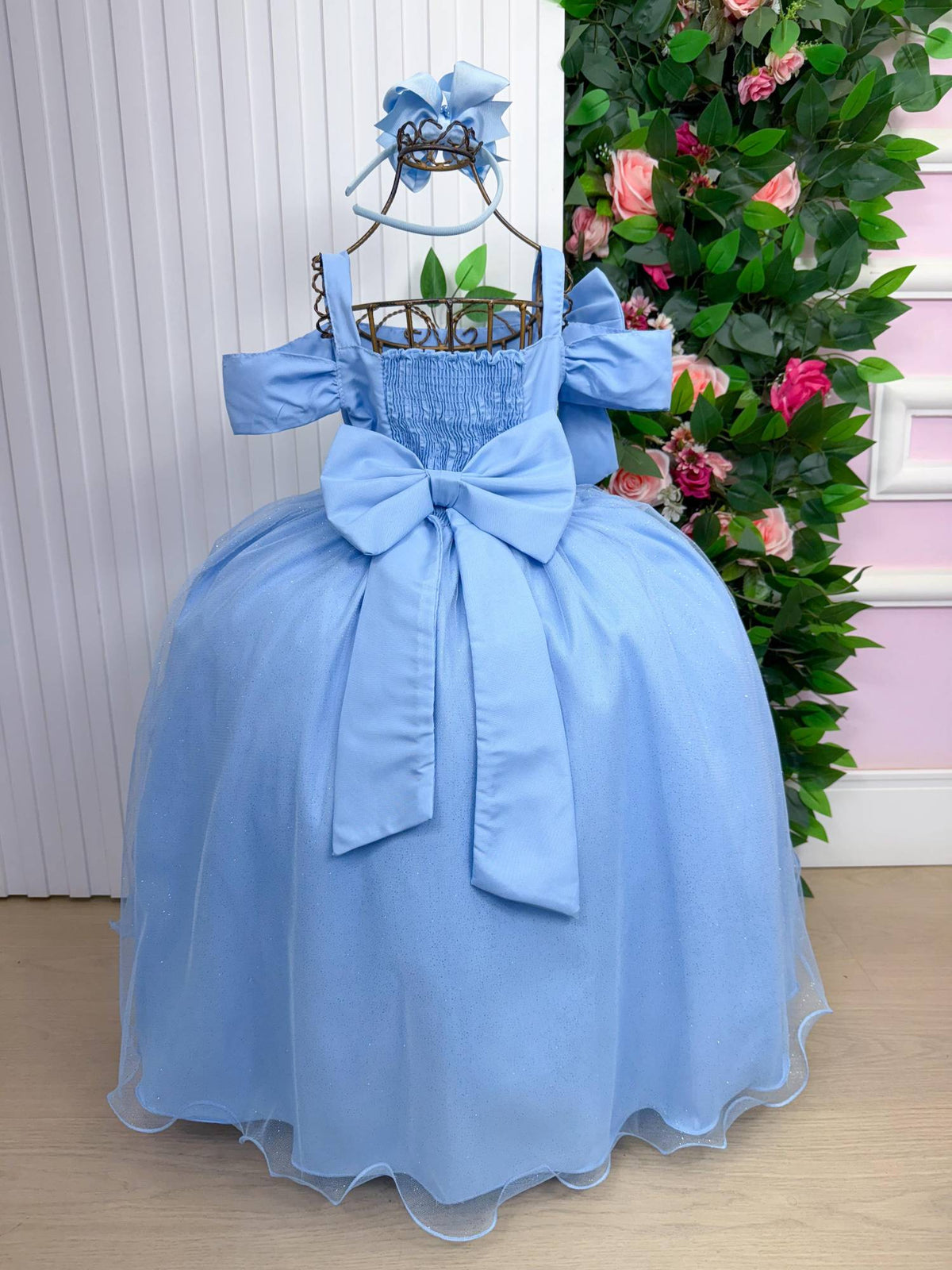 Vestido Banana Club Longo Doce Elegancia Azul
