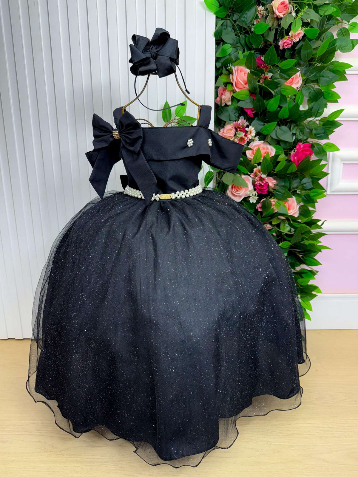 Vestido Banana Club Longo Doce Elegancia Preto