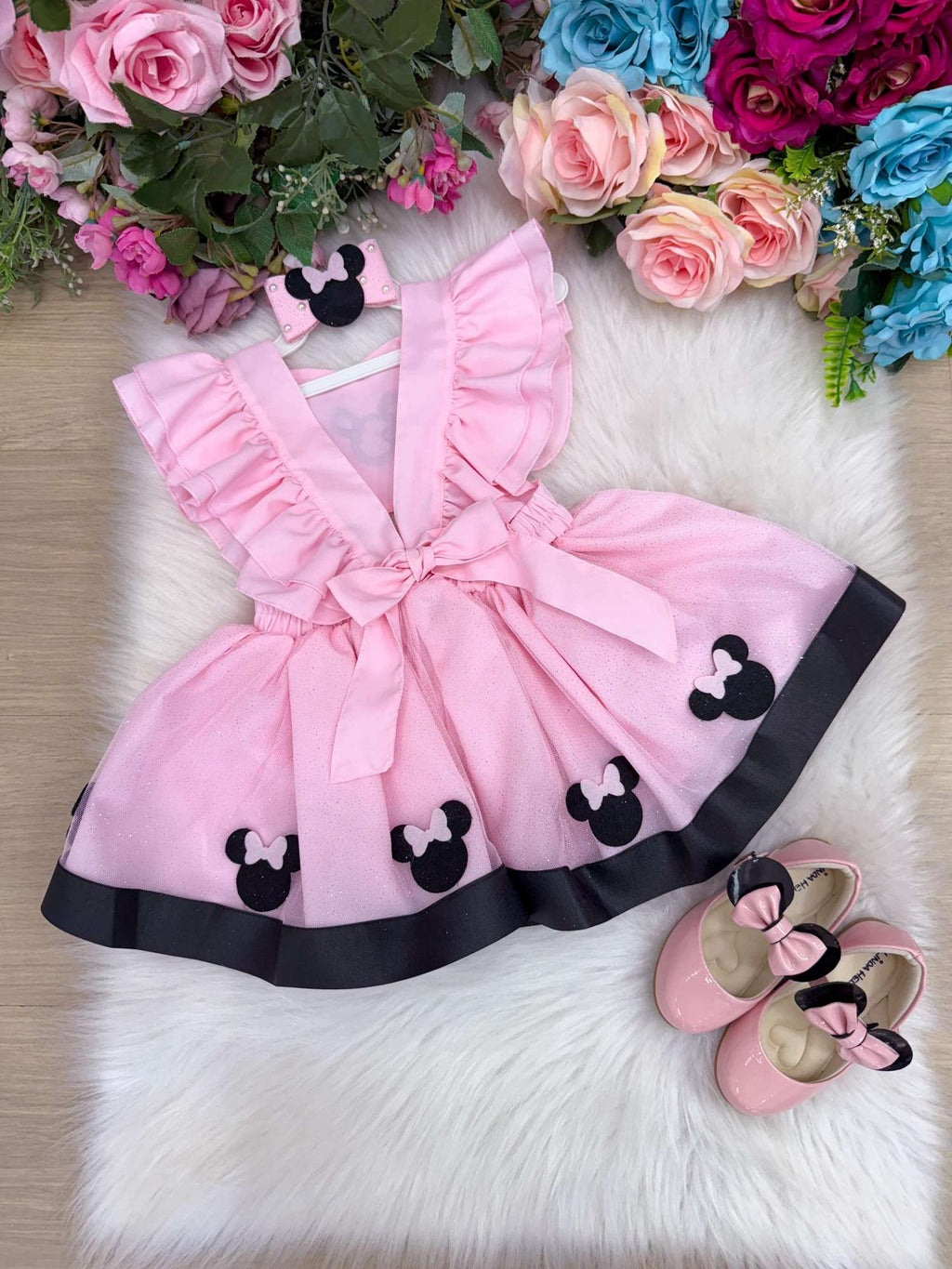 Romper/Vestido Princesa Belli Minnie/Minie Rosa Modelo 2 (RMPRVESTPRNCBLMNIERSMDL2)