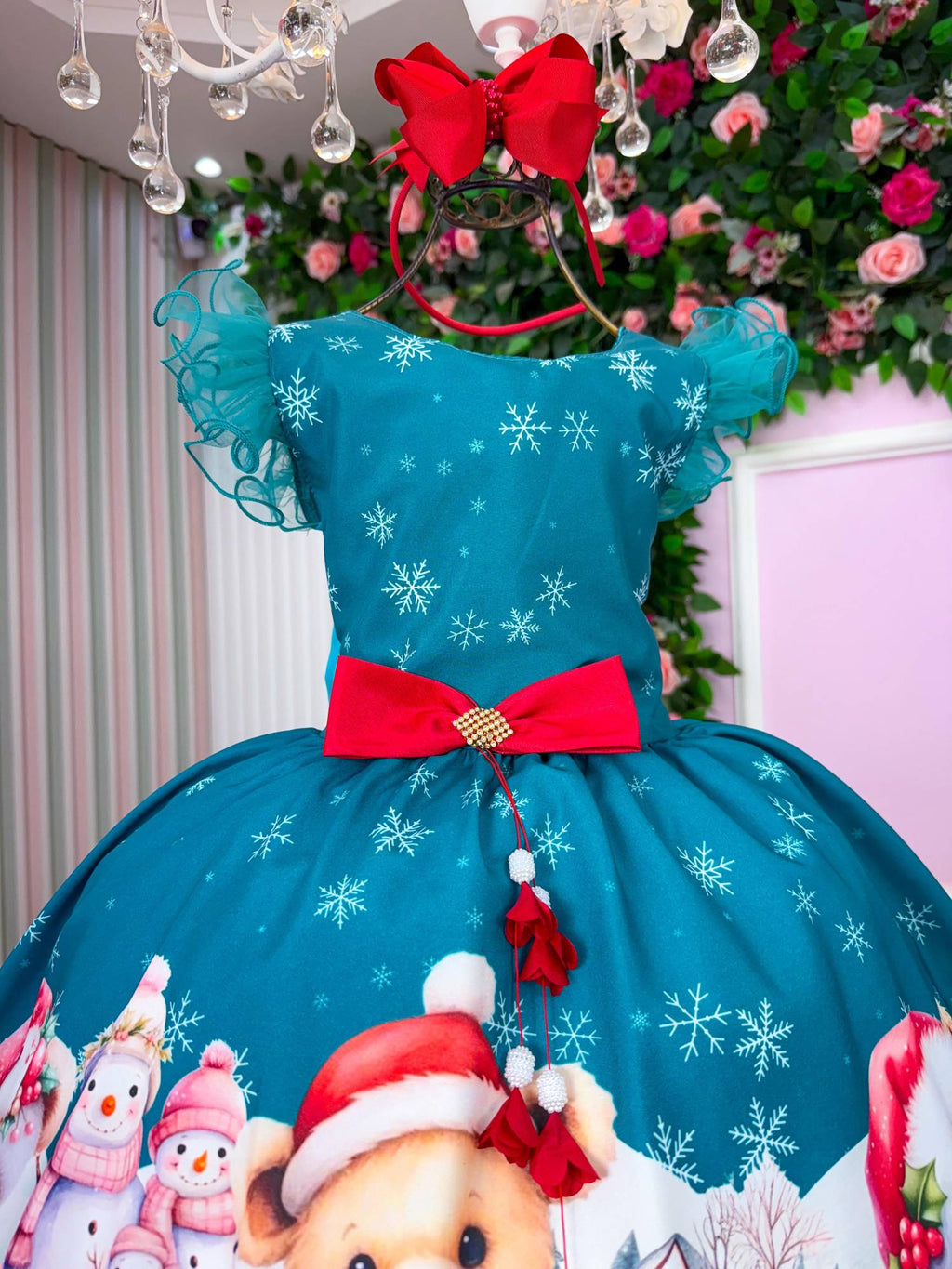 Vestido Marie Floco De Neve Verde - Natal (VESTMRIFLCDNVVRDNTL)