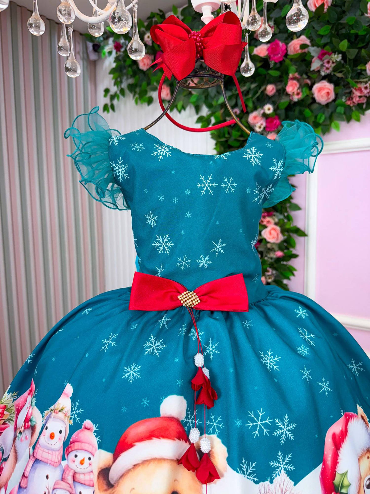 Vestido Marie Floco De Neve Verde - Natal (VESTMRIFLCDNVVRDNTL)