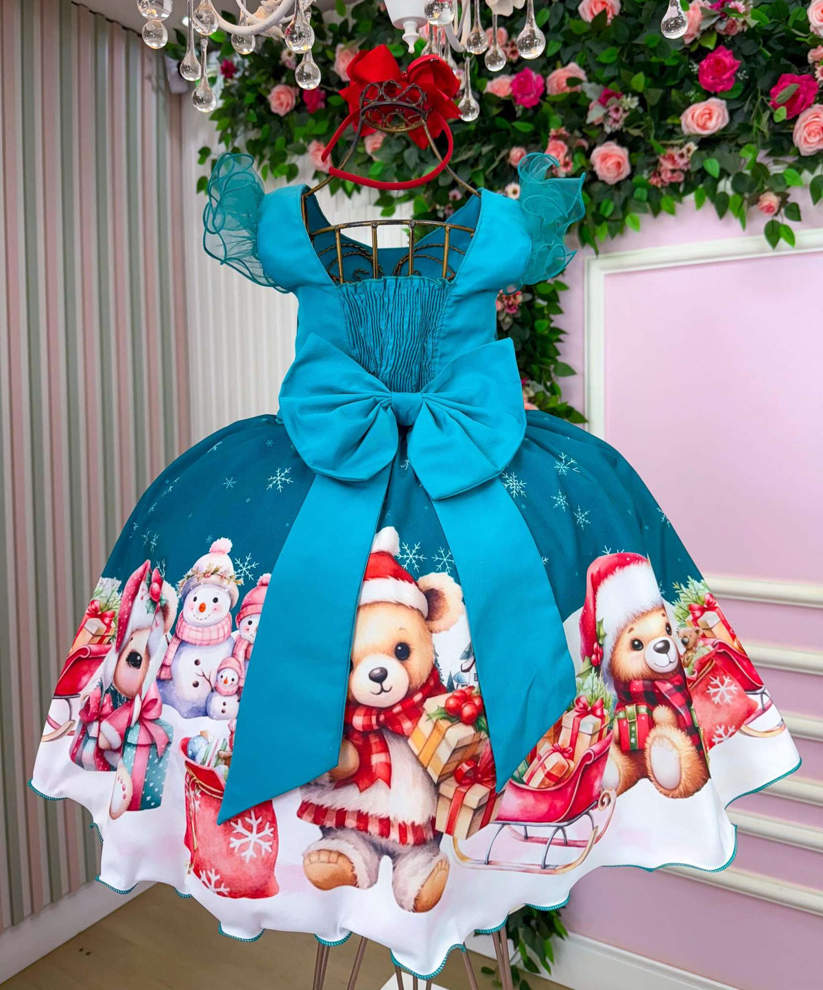 Vestido Marie Floco De Neve Verde - Natal (VESTMRIFLCDNVVRDNTL)