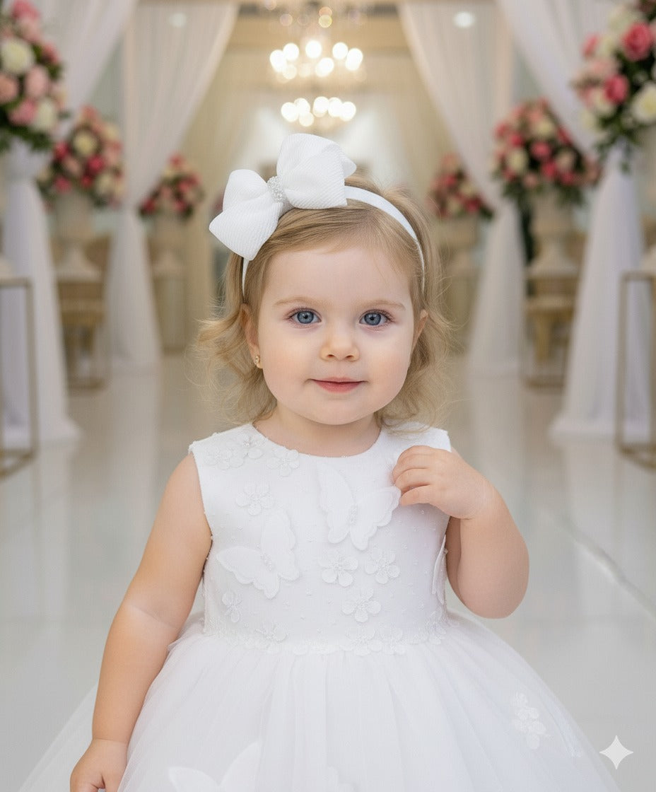 Vestido Marie Jardim das Borboletas Branco Viviane (VSTDMJDDBORBVV)