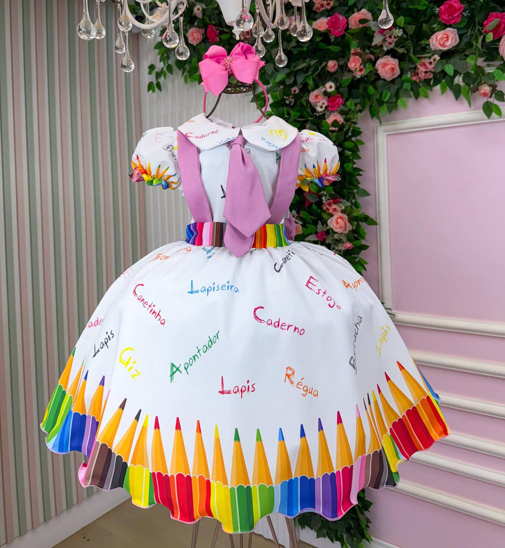 Vestido Marie Lapis Aquarela ABC Branco (VESTMRLPSABCBRCO)